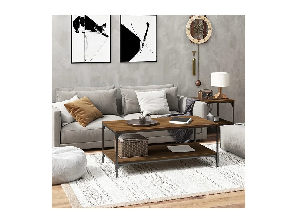 Salontafel 80x50x40 cm bewerkt hout bruin eikenkleur
