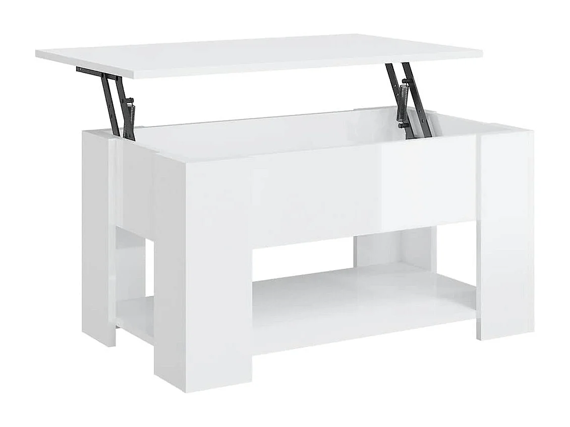 Salontafel 79x49x41 cm bewerkt hout hoogglans wit