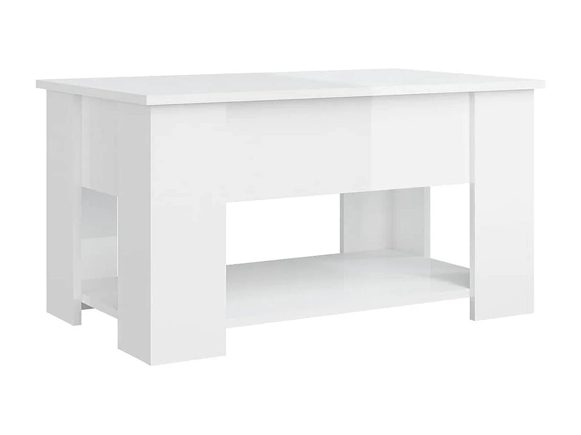 Salontafel 79x49x41 cm bewerkt hout hoogglans wit