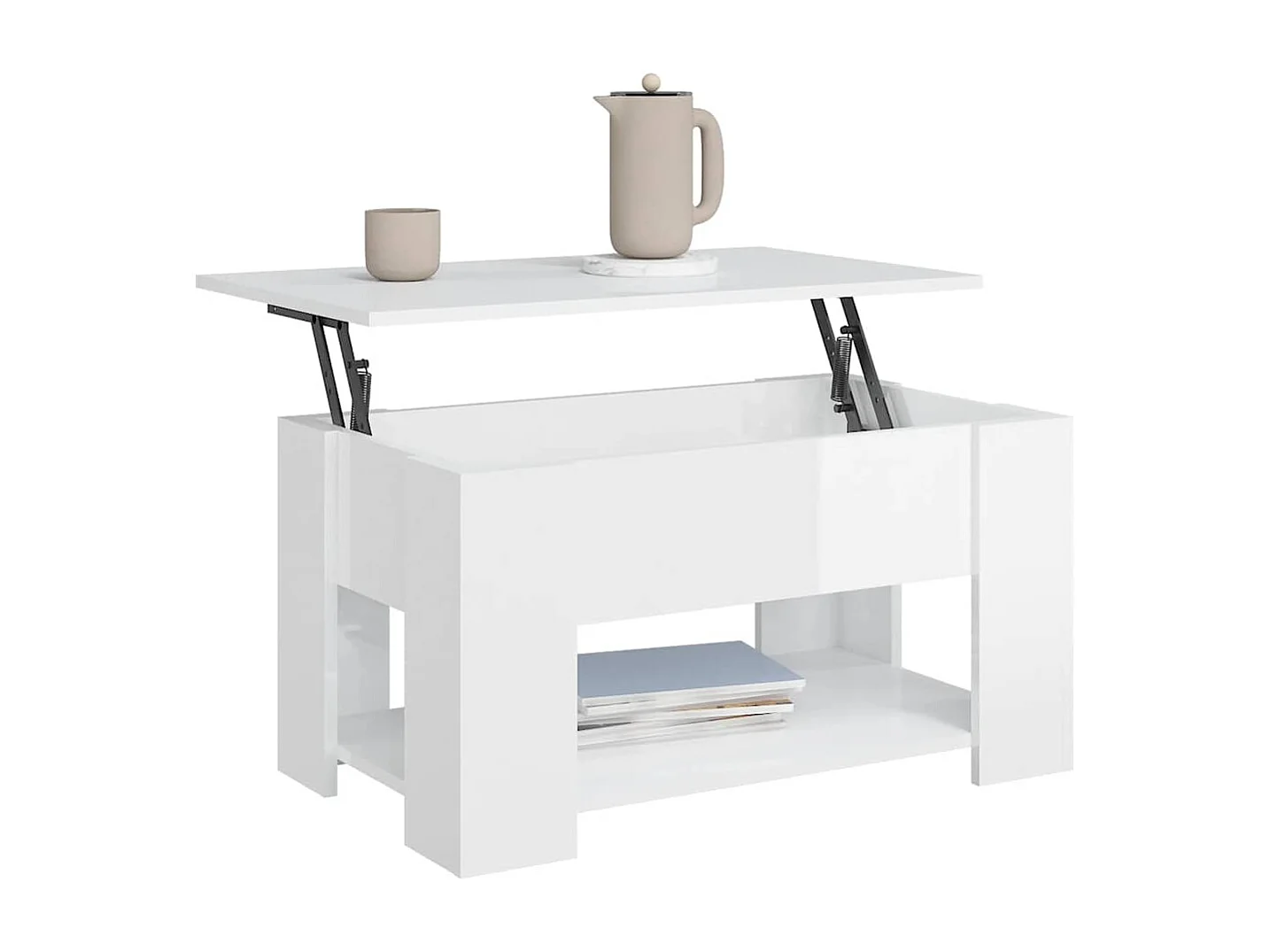 Salontafel 79x49x41 cm bewerkt hout hoogglans wit