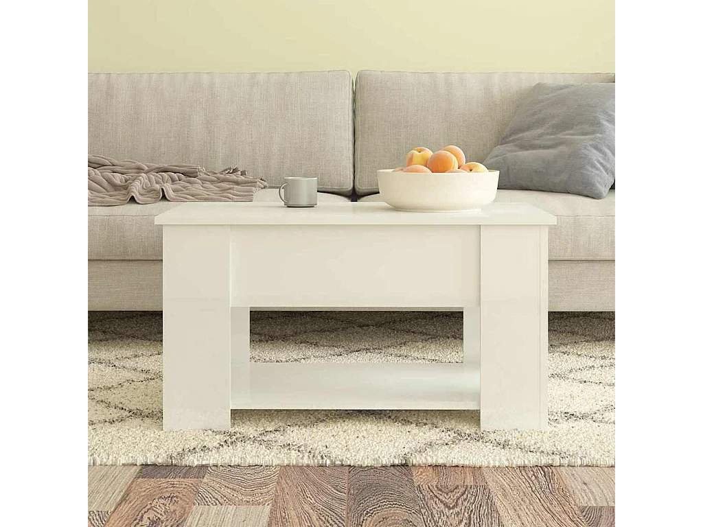 Salontafel 79x49x41 cm bewerkt hout hoogglans wit