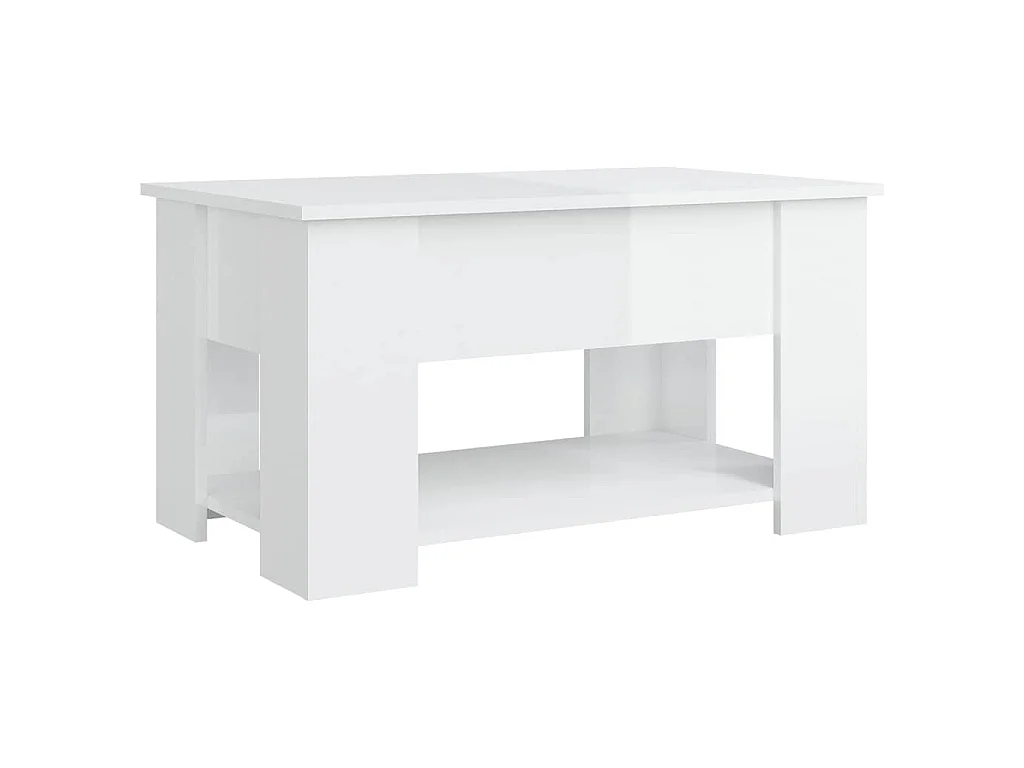 Salontafel 79x49x41 cm bewerkt hout hoogglans wit