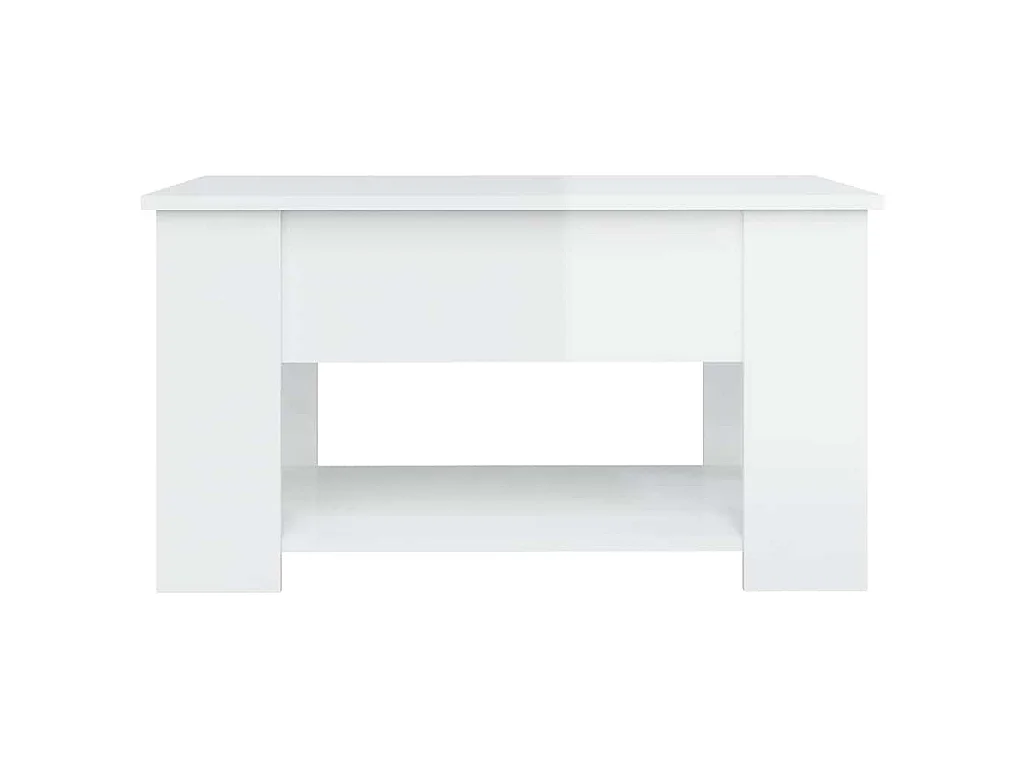 Salontafel 79x49x41 cm bewerkt hout hoogglans wit
