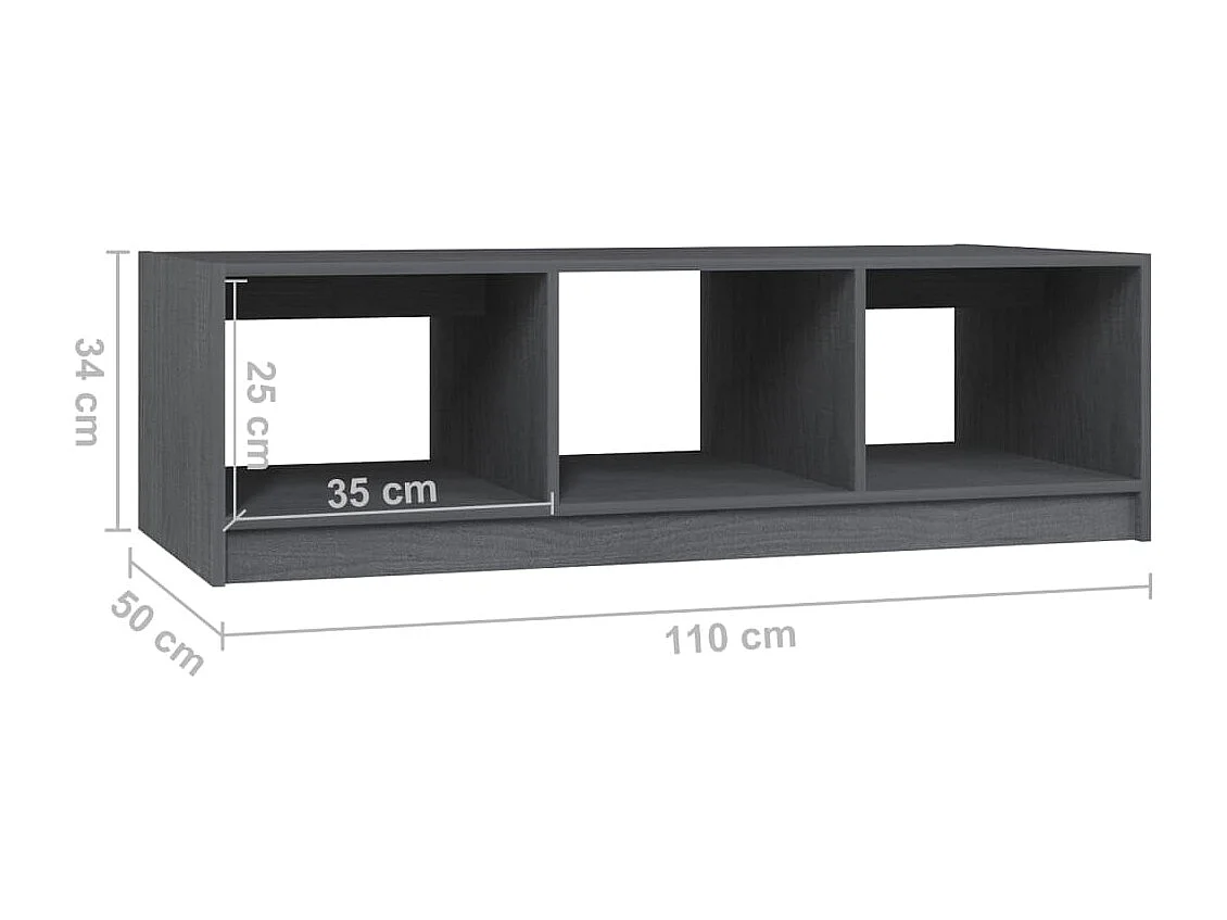 Couchtisch Grau 110x50x34 cm Massivholz Kiefer