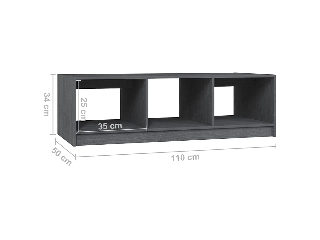 Table basse gris 110x50x34 cm bois de pin massif