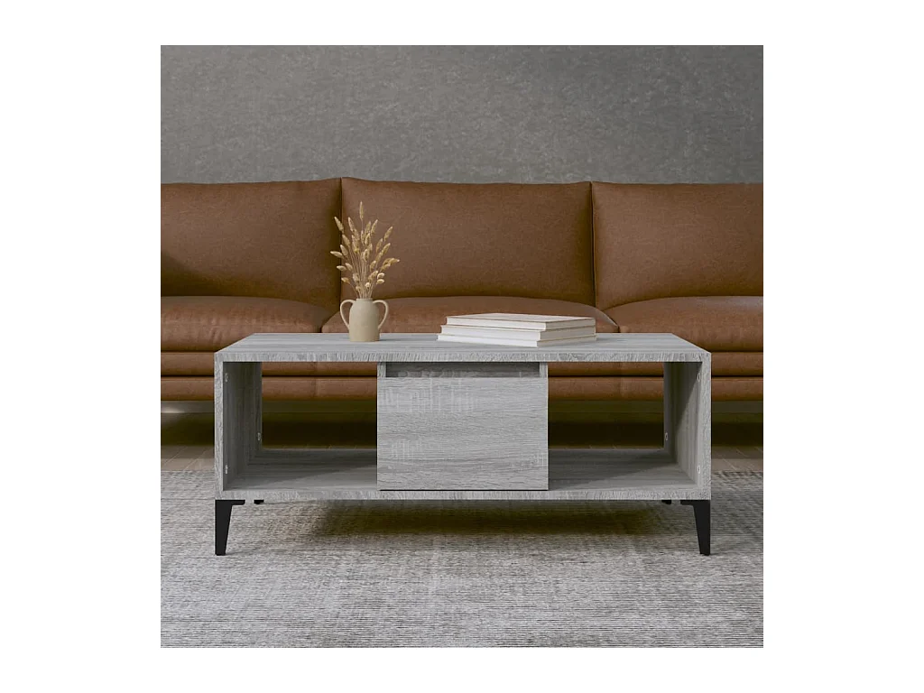 Table basse Sonoma gris 90x50x36,5 cm Bois d'ingénierie