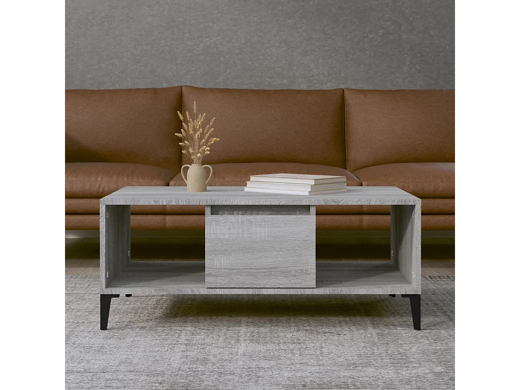 Table basse Sonoma gris 90x50x36,5 cm Bois d'ingénierie