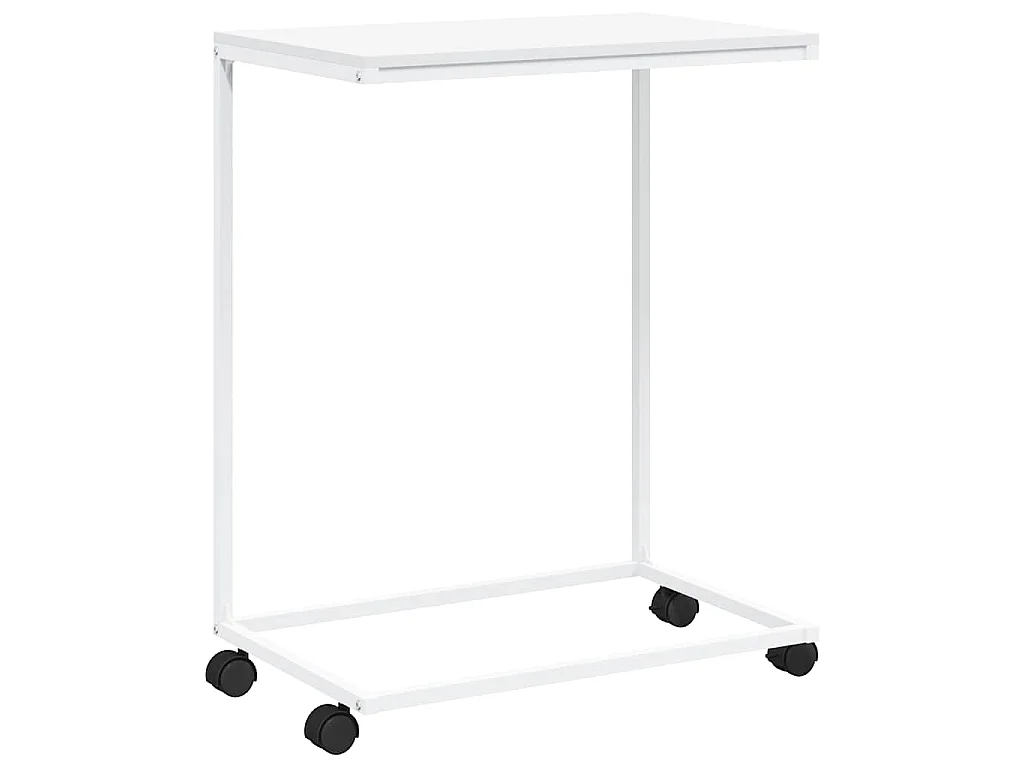 Tavolino con Ruote Bianco 55x35x70 cm in Legno Multistrato