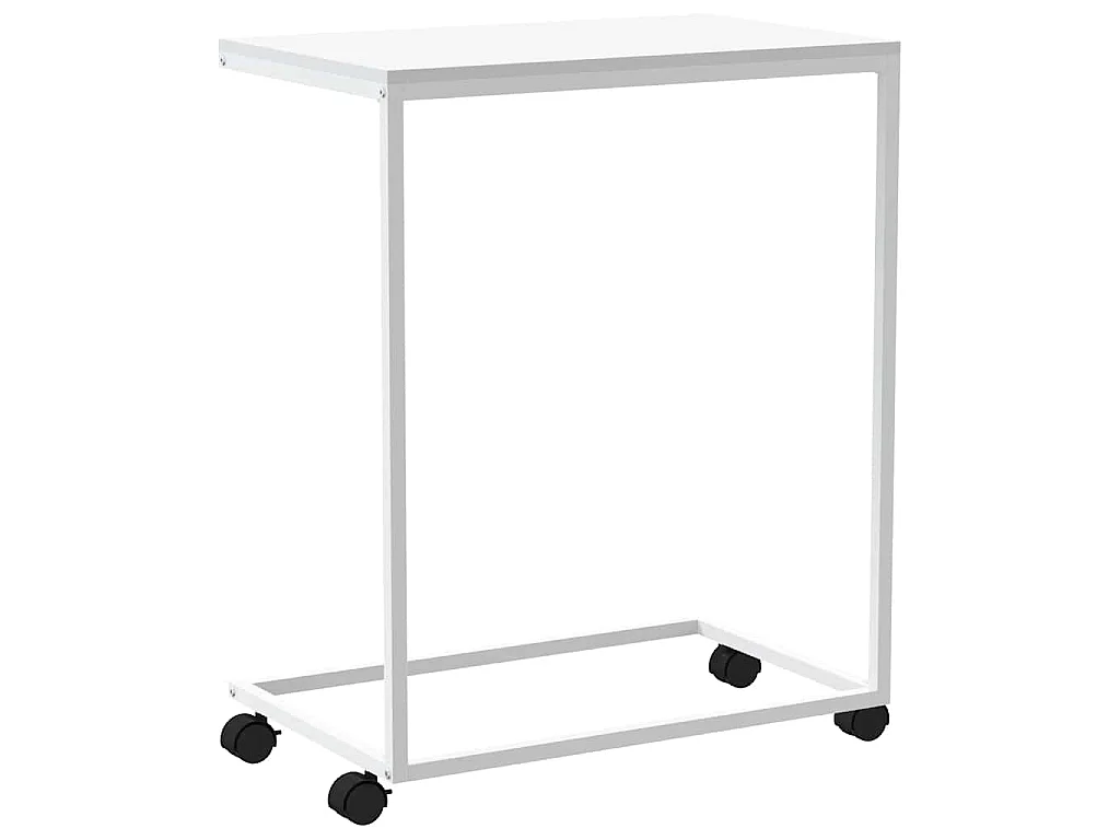 Tavolino con Ruote Bianco 55x35x70 cm in Legno Multistrato
