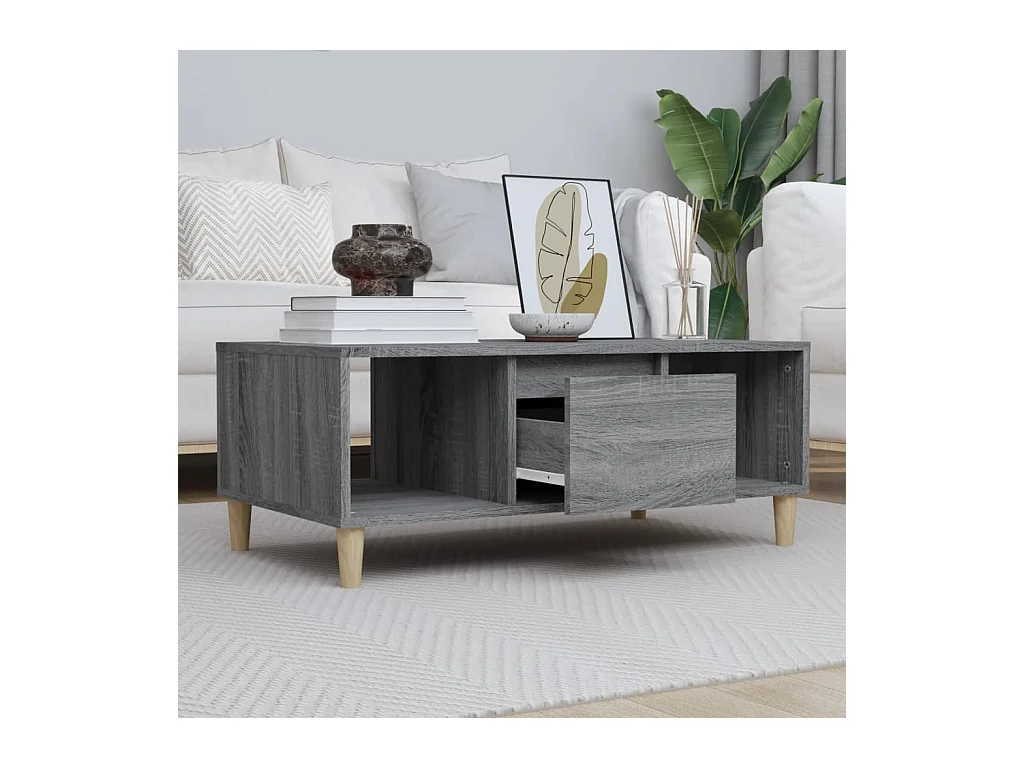 Table basse Sonoma gris 90x50x36,5 cm Bois d'ingénierie