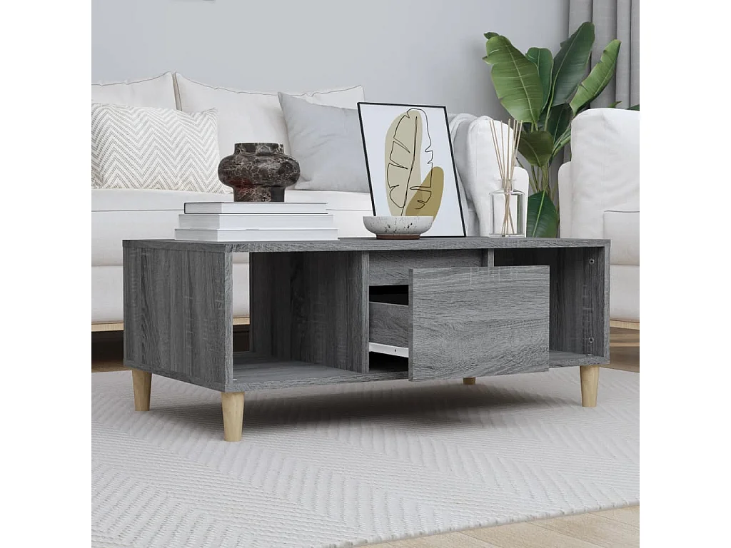 Mesa de centro 90x50x36,5 cm derivados madeira cinzento sonoma