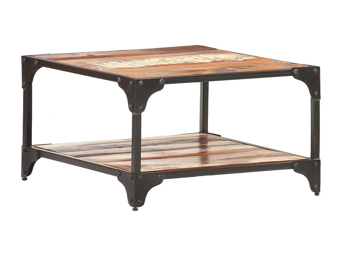 Mesa de centro de madera maciza reciclada 60x60x35 cm