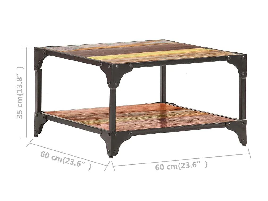 Salontafel 60x60x35 cm massief gerecycled hout