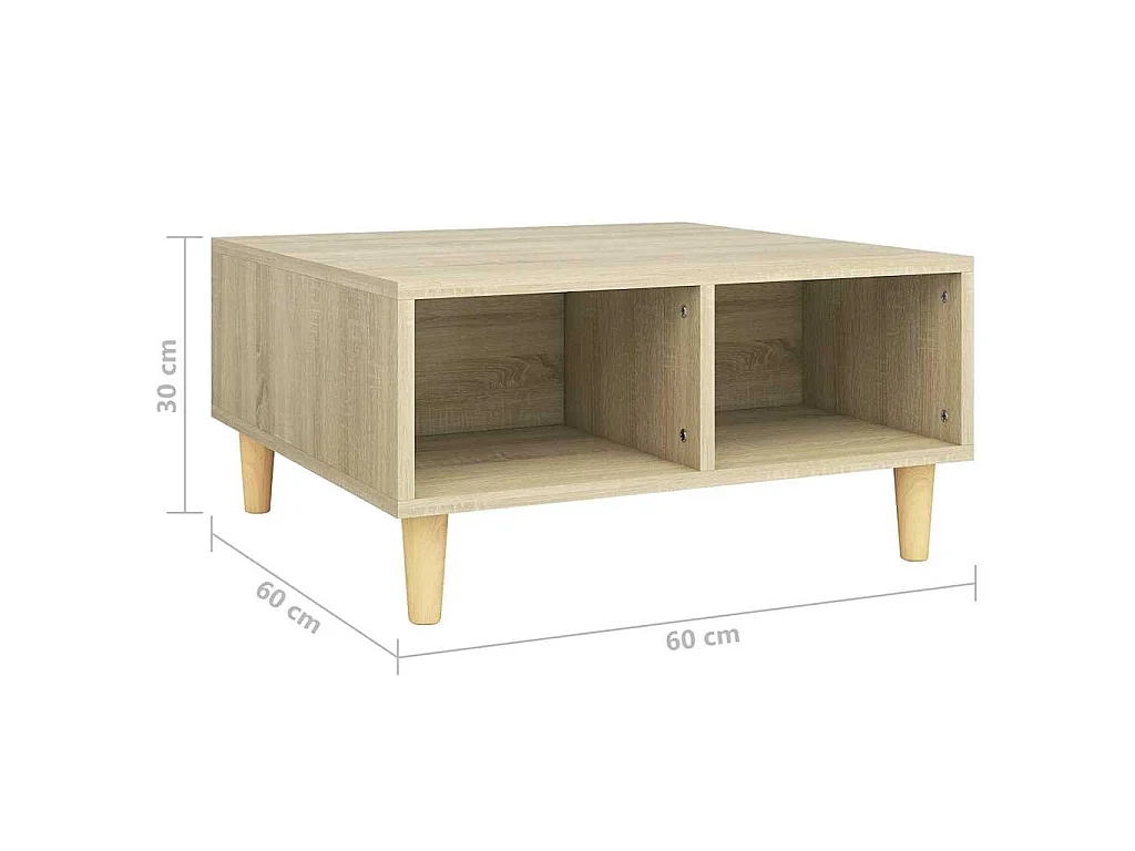 Table basse chêne sonoma 60x60x30 cm bois d'ingénierie