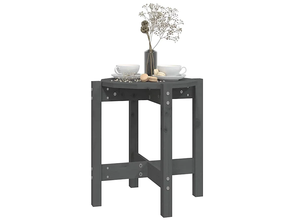 Couchtisch Grau Ø 42,5x45 cm Massivholz Kiefer