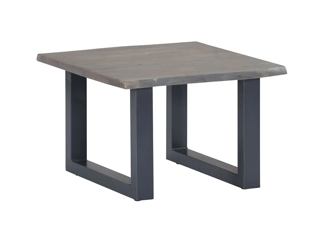 Table basse avec bord naturel Gris 60x60x40 cm Bois d'acacia