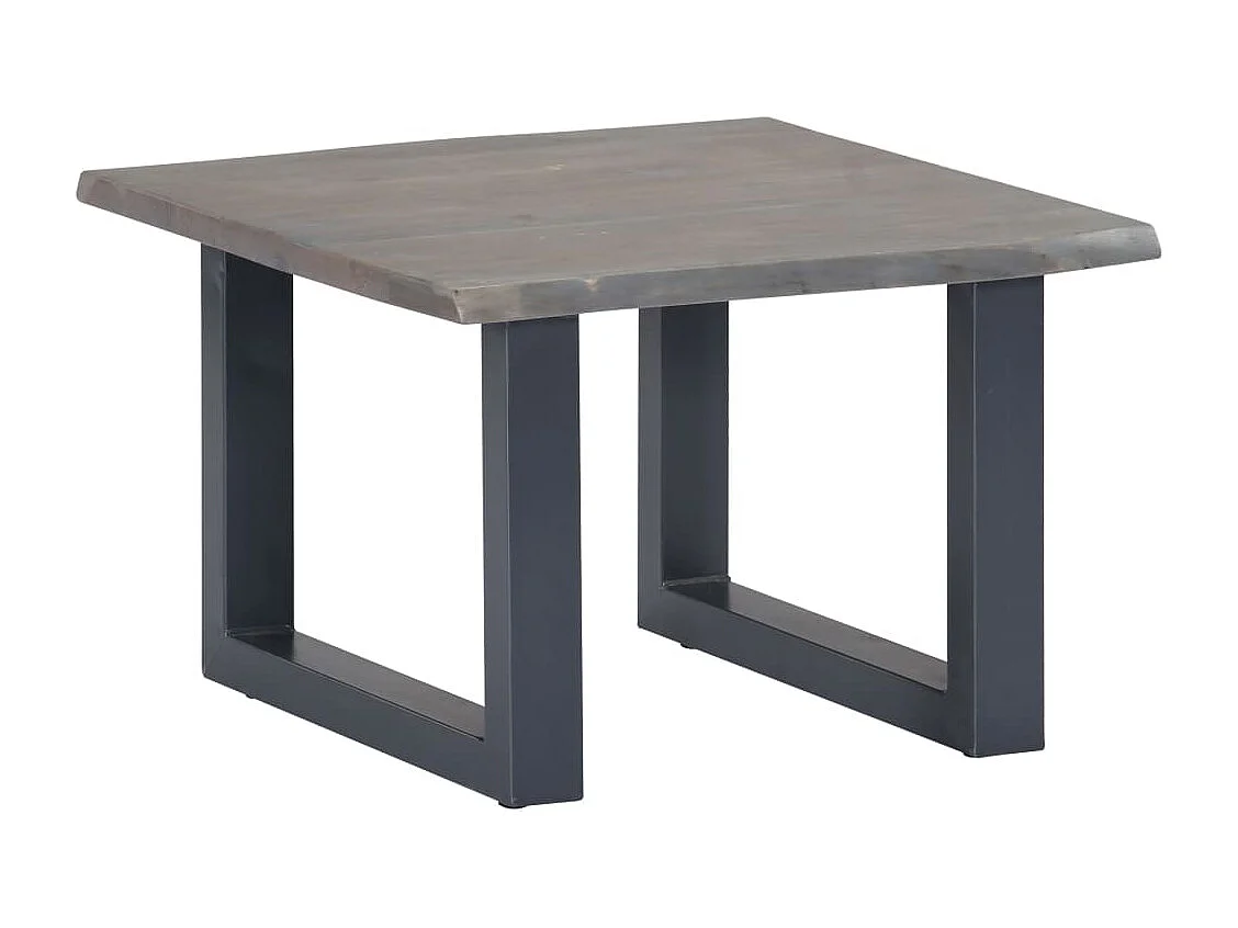 Table basse avec bord naturel Gris 60x60x40 cm Bois d'acacia