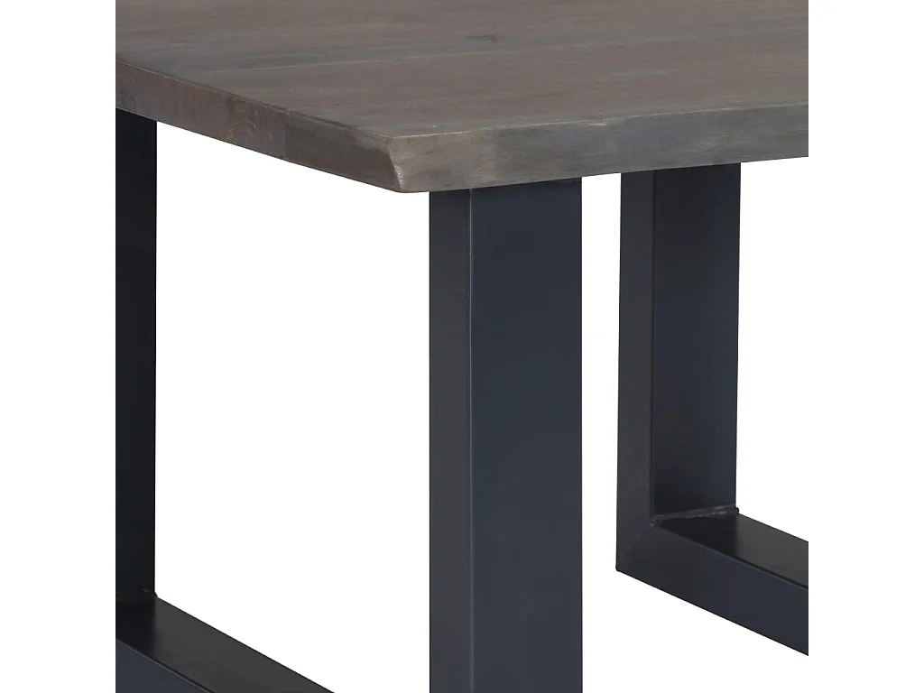Table basse avec bord naturel Gris 60x60x40 cm Bois d'acacia