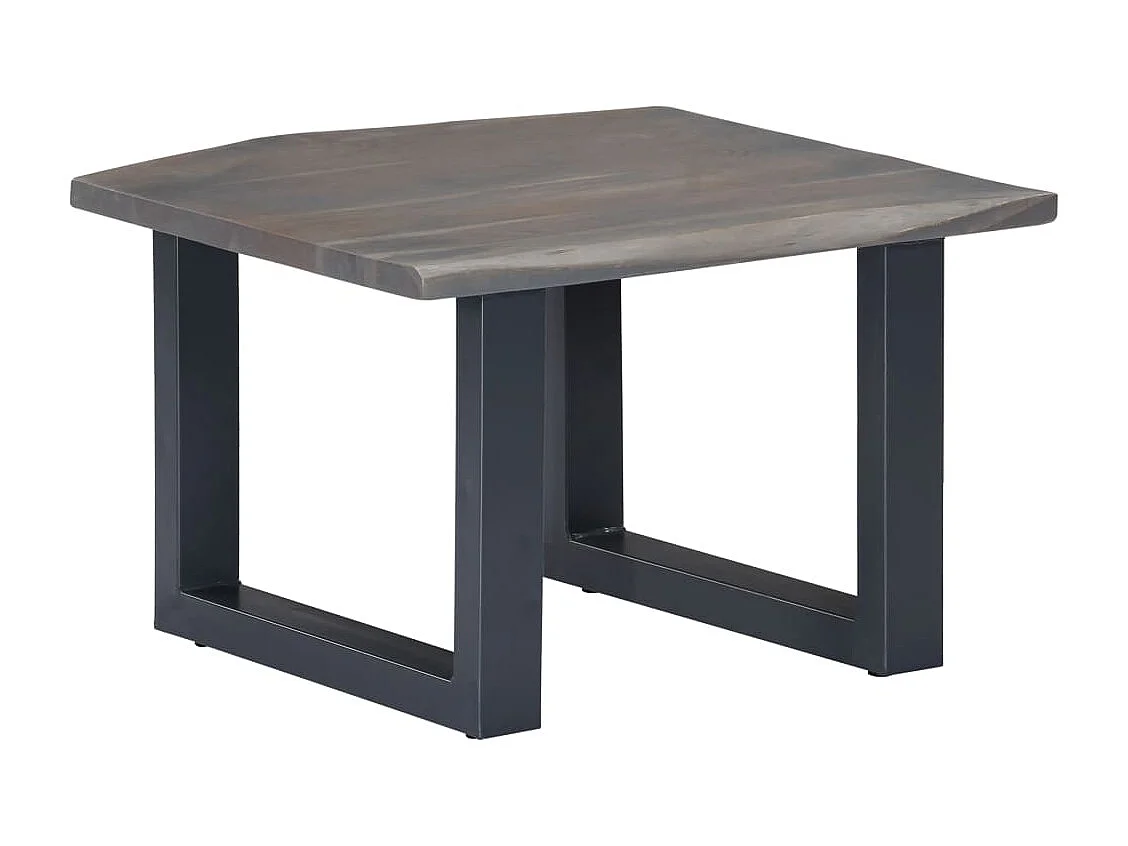 Table basse avec bord naturel Gris 60x60x40 cm Bois d'acacia