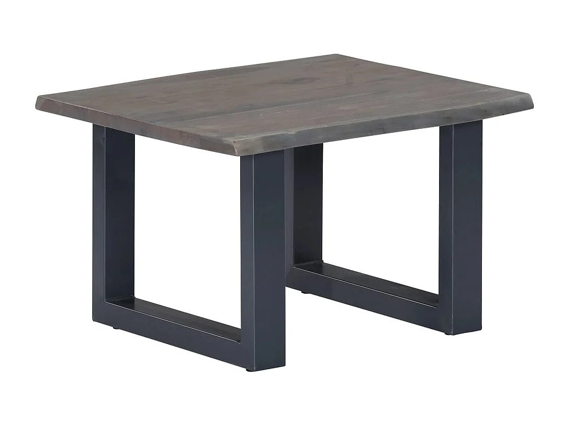 Table basse avec bord naturel Gris 60x60x40 cm Bois d'acacia