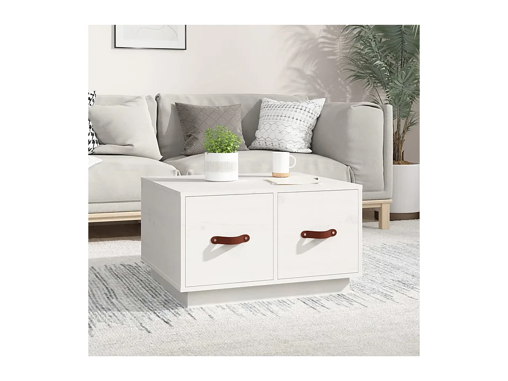 Table basse Blanc 60x53x35 cm Bois massif de pin