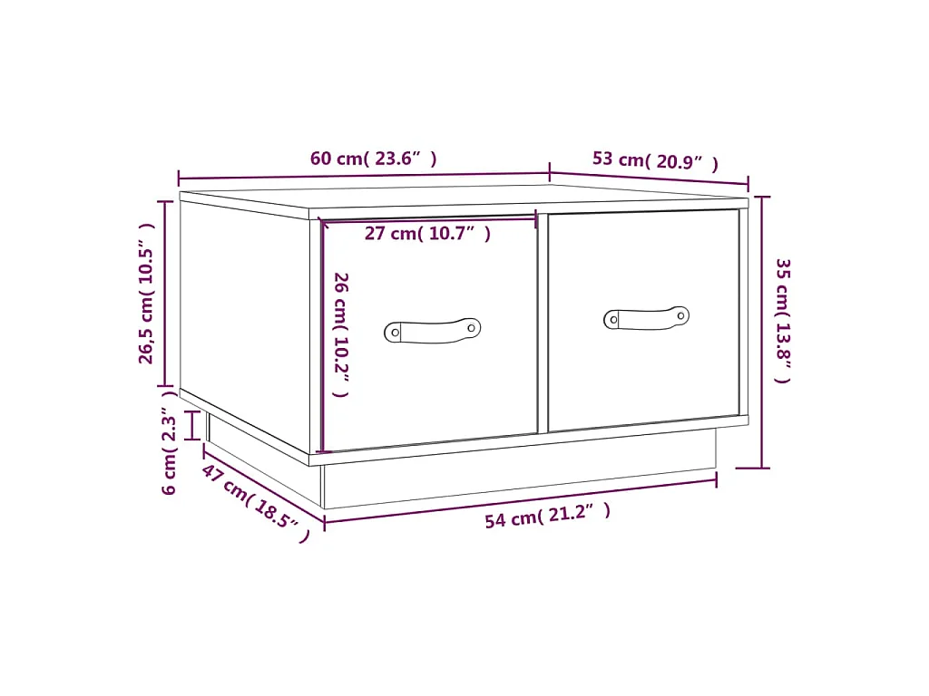 Table basse Blanc 60x53x35 cm Bois massif de pin
