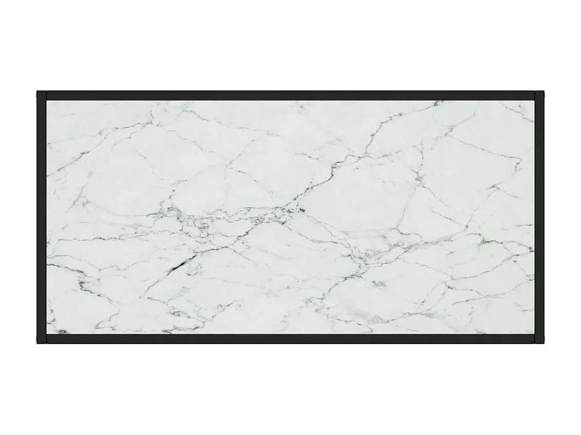 Table basse Noir avec verre marbre blanc 100x50x35 cm