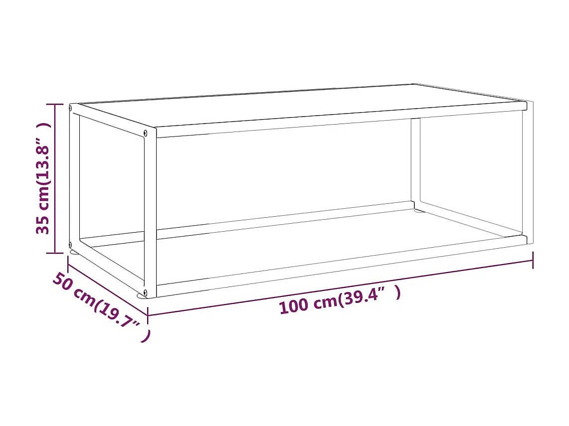 Table basse Noir avec verre marbre blanc 100x50x35 cm