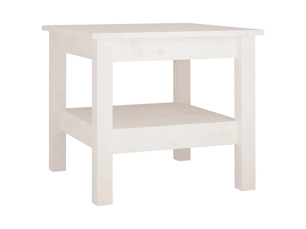Mesa de Centro Branca 45x45x40 cm Madeira Maciça Pinho