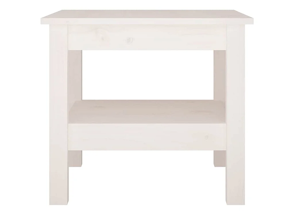 Mesa de Centro Branca 45x45x40 cm Madeira Maciça Pinho