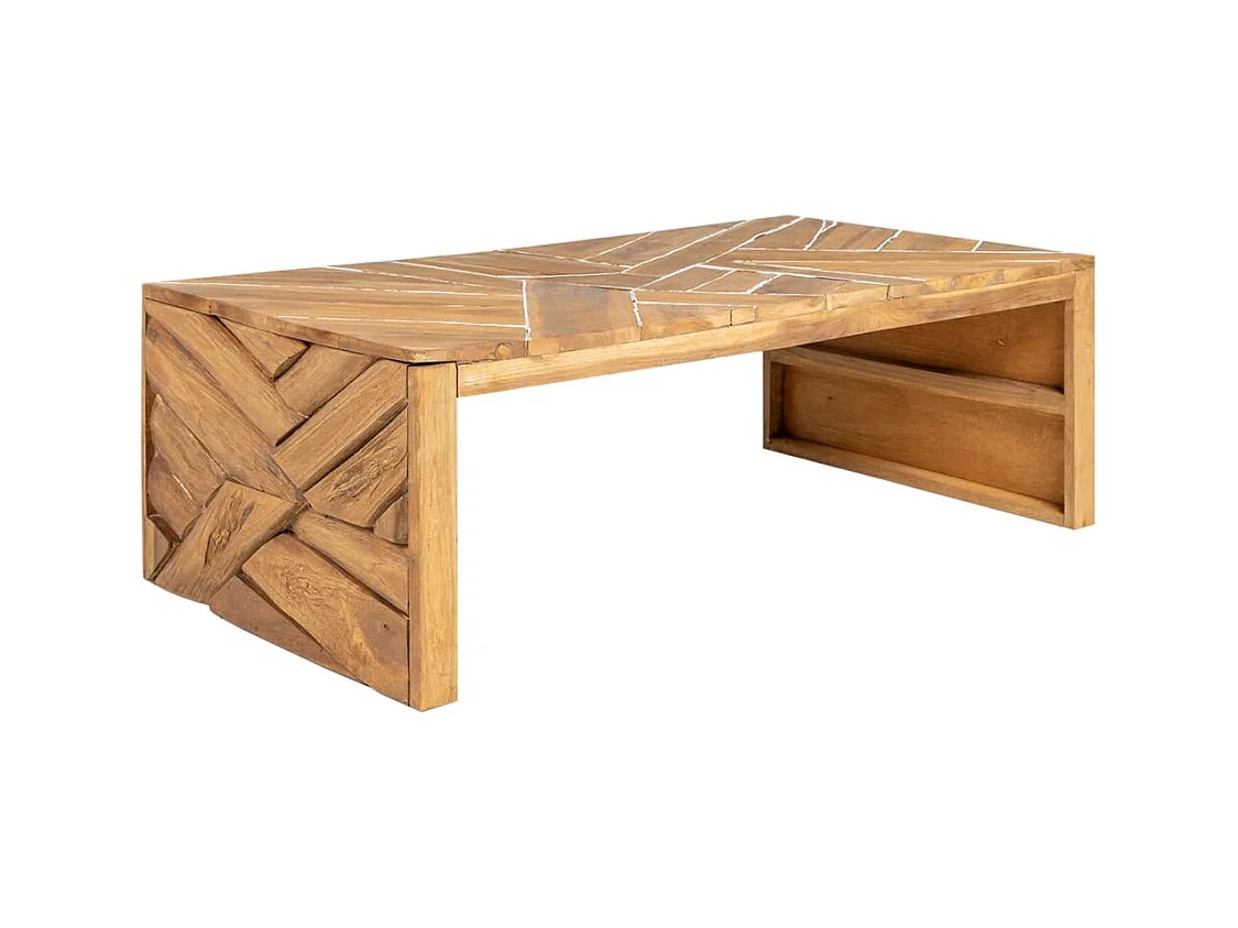 Table basse Bois de teck massif 110x35x38 cm
