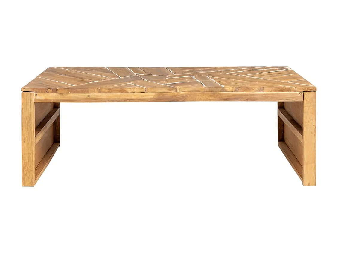 Tavolino da Salotto Massello di Teak Stile Erosione 110x35x38cm