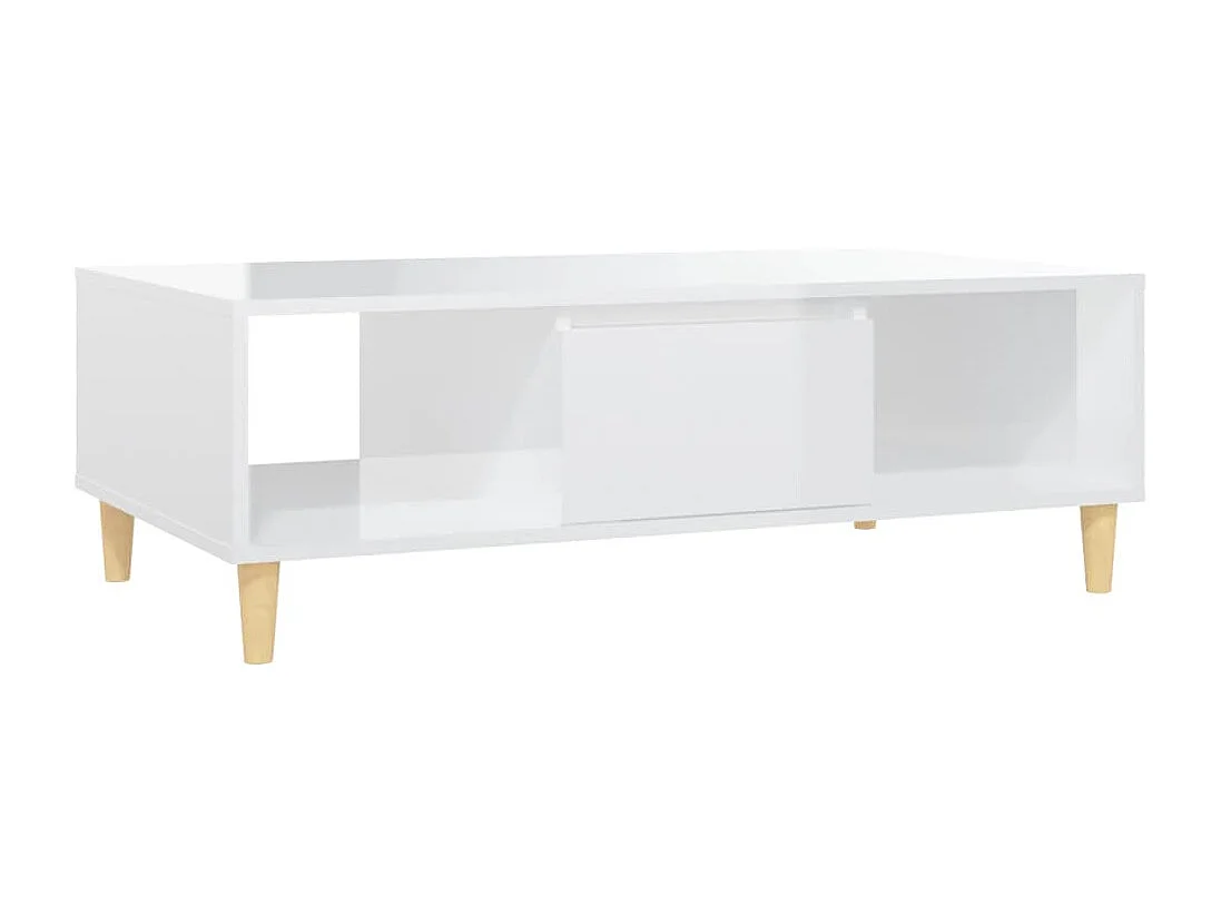 Table basse blanc brillant 103,5x60x35 cm bois d'ingénierie