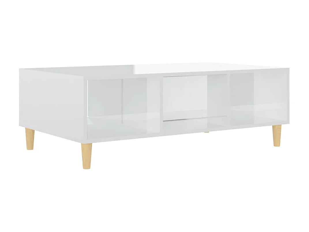 Table basse blanc brillant 103,5x60x35 cm bois d'ingénierie