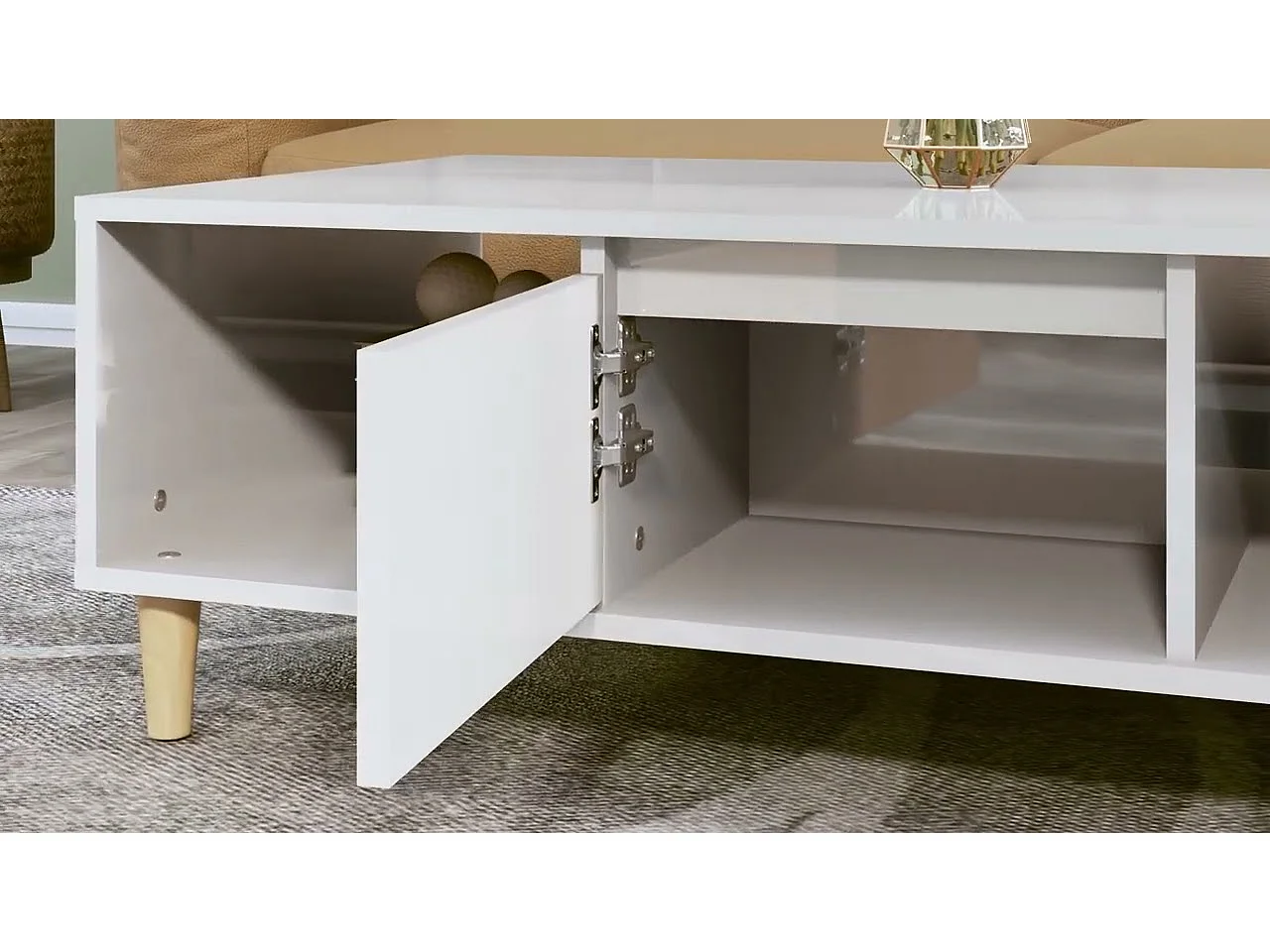 Salontafel 103,5x60x35 cm bewerkt hout hoogglans wit