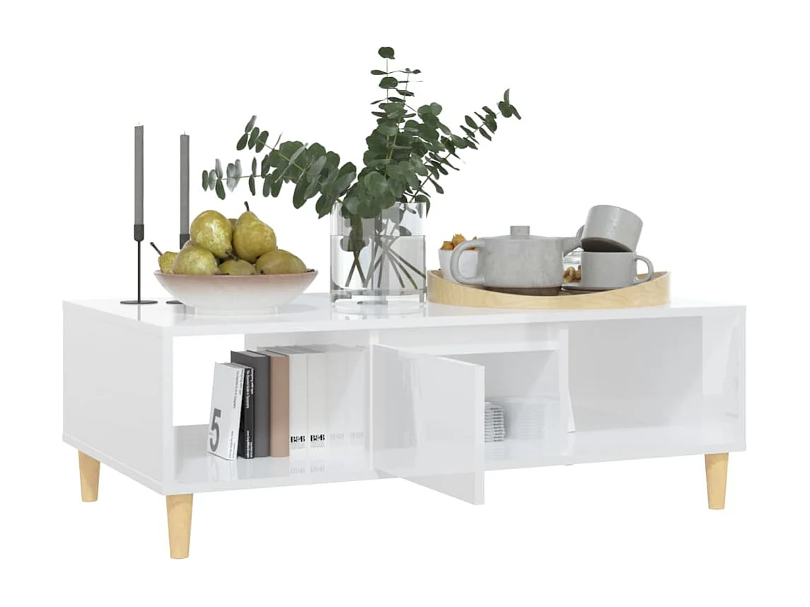 Salontafel 103,5x60x35 cm bewerkt hout hoogglans wit