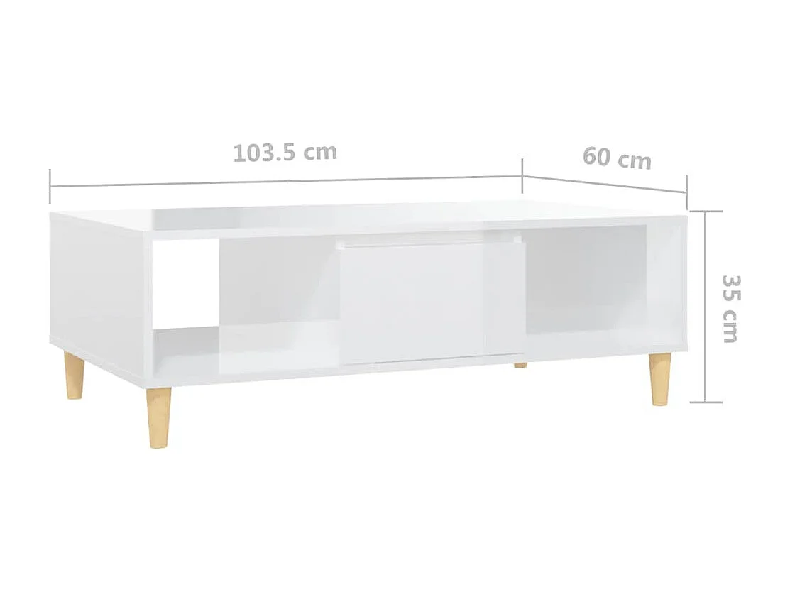 Salontafel 103,5x60x35 cm bewerkt hout hoogglans wit