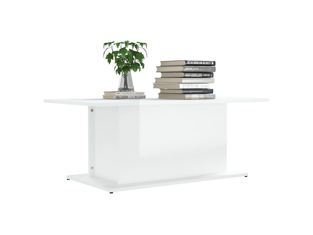 Table basse blanc brillant 102x55,5x40 cm bois d'ingénierie
