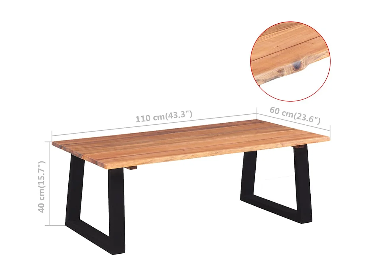 Table basse Bois d'acacia massif 110x60x40 cm