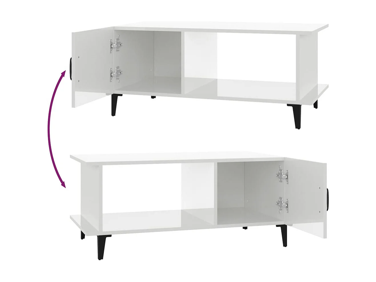 Salontafel 90x50x40 cm bewerkt hout hoogglans wit