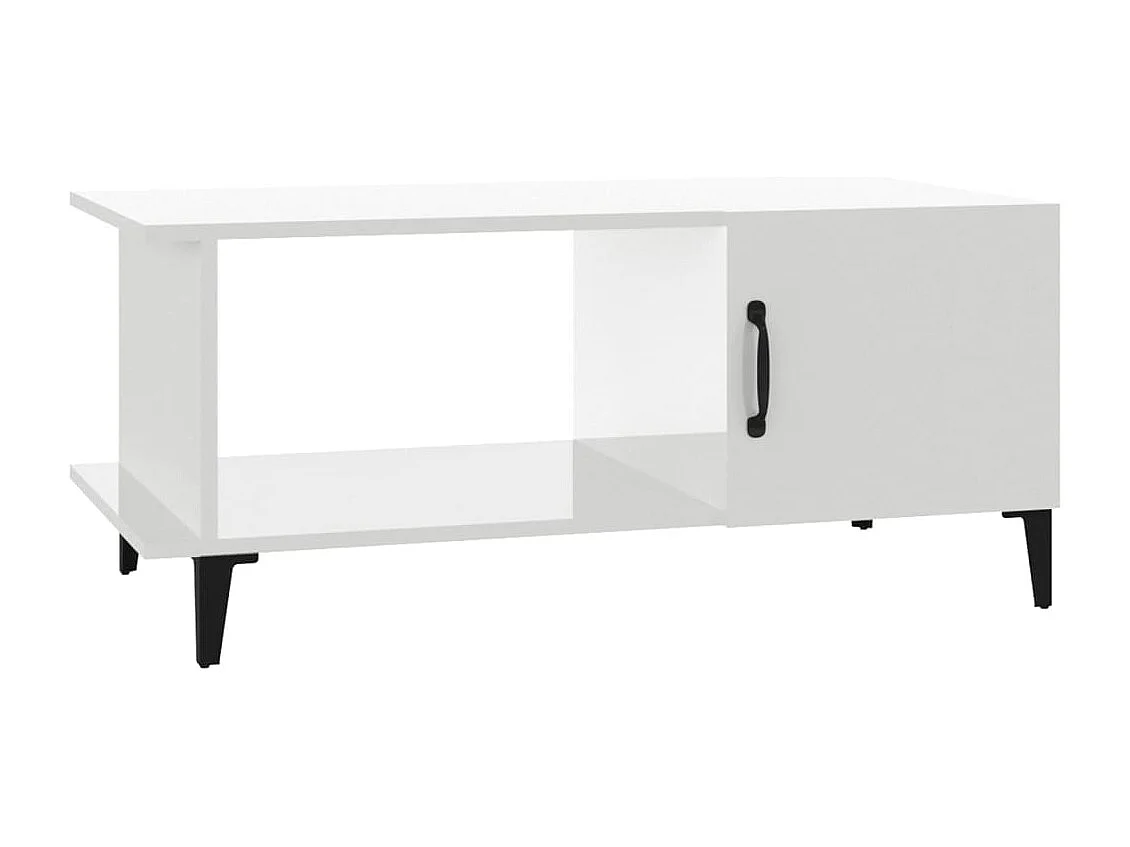 Tavolino da Salotto Bianco Lucido 90x50x40 cm Legno Multistrato