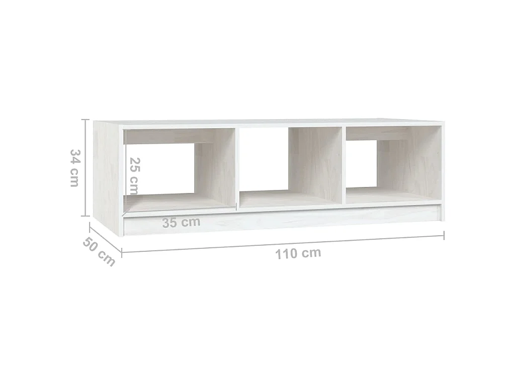 Salontafel 110x50x34 cm massief grenenhout wit