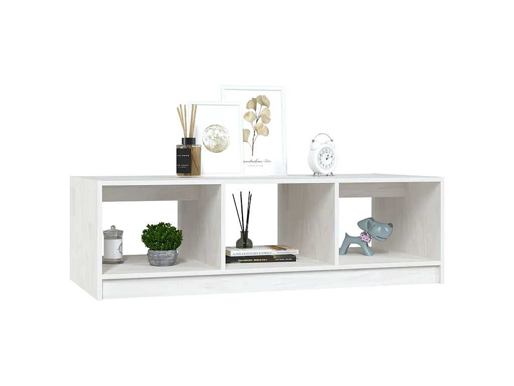 Salontafel 110x50x34 cm massief grenenhout wit