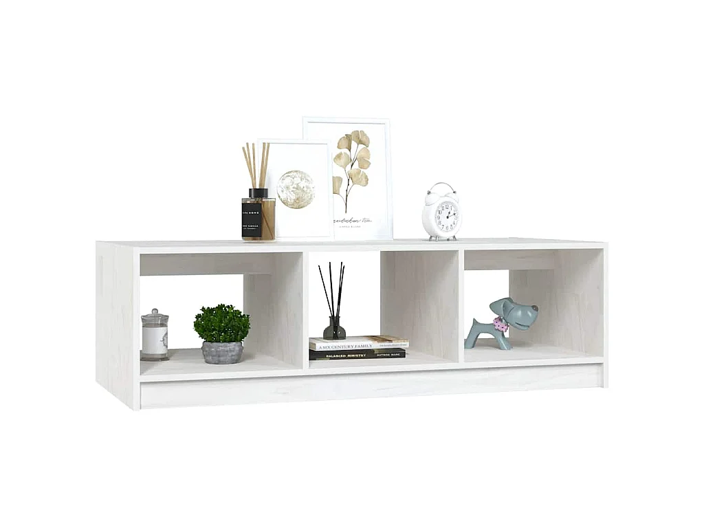 Mesa de centro de madera maciza de pino blanco 110x50x34 cm