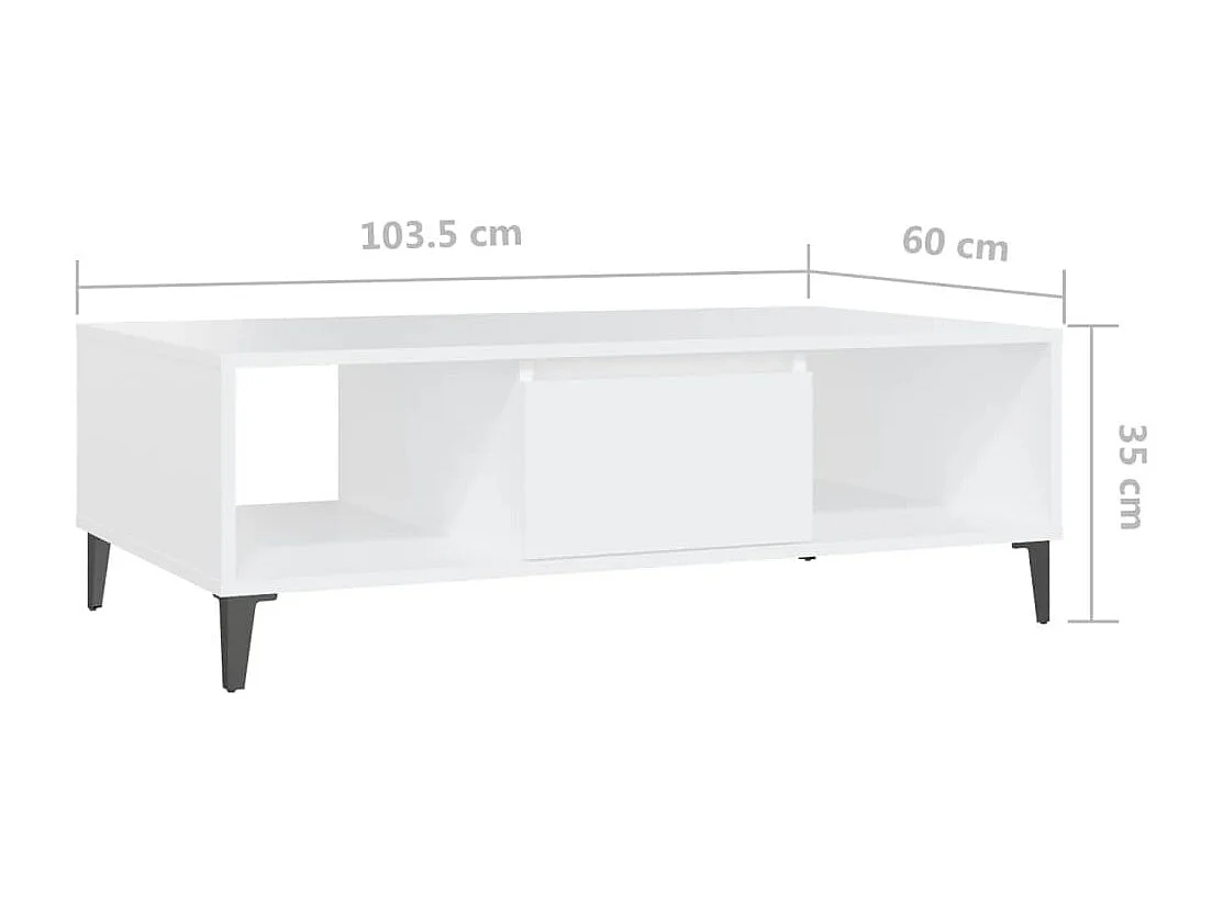 Tavolino da Salotto Bianco 103,5x60x35 cm in Legno Multistrato