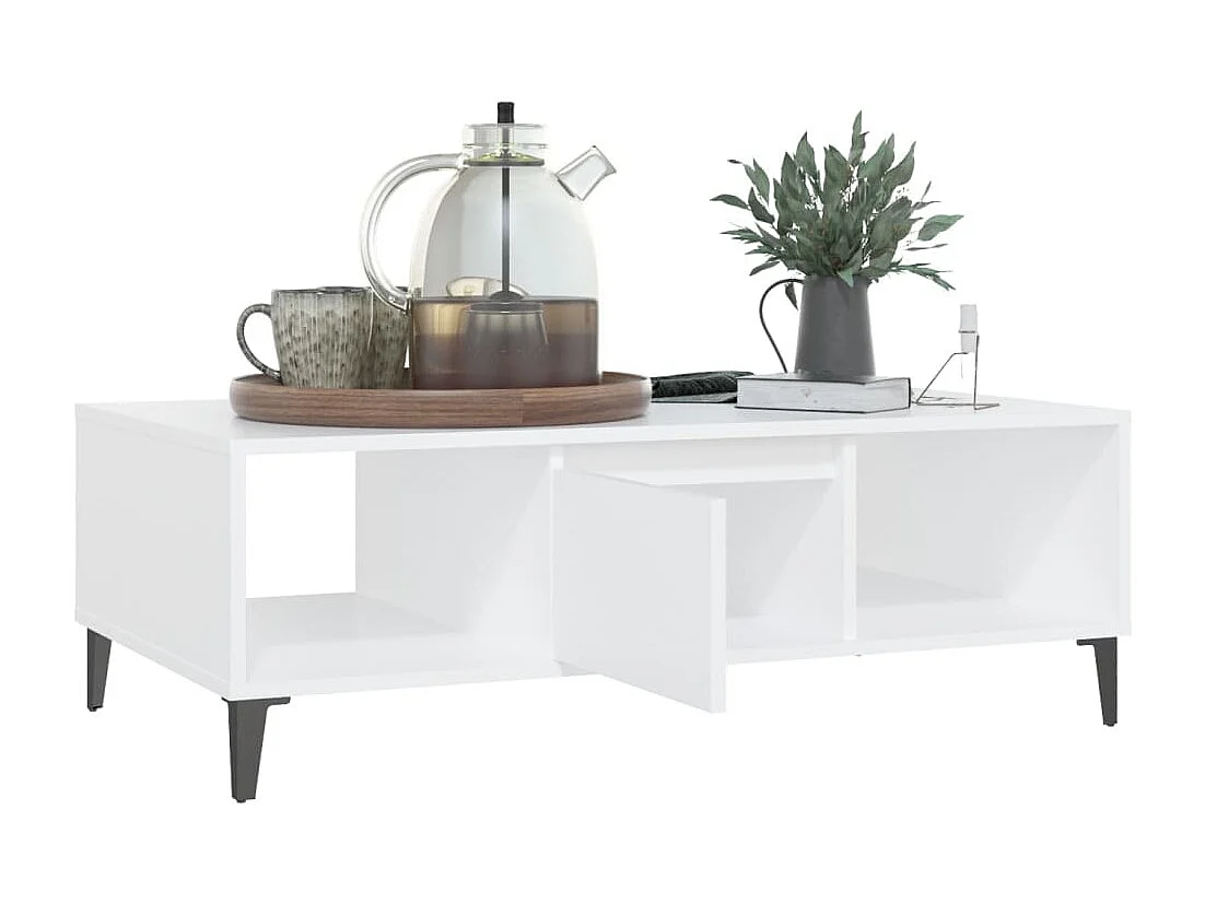Tavolino da Salotto Bianco 103,5x60x35 cm in Legno Multistrato