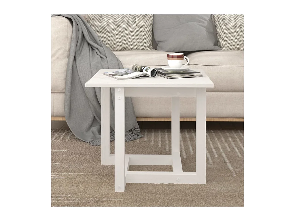 Table basse Blanc 50x50x45 cm Bois massif de pin