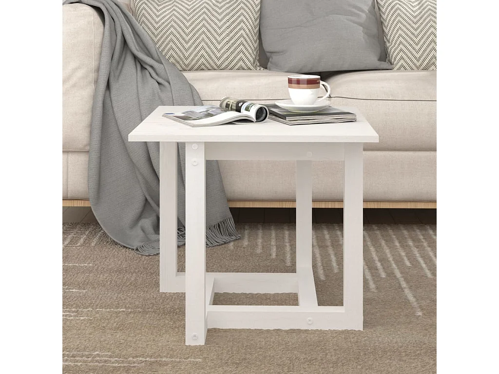 Table basse Blanc 50x50x45 cm Bois massif de pin