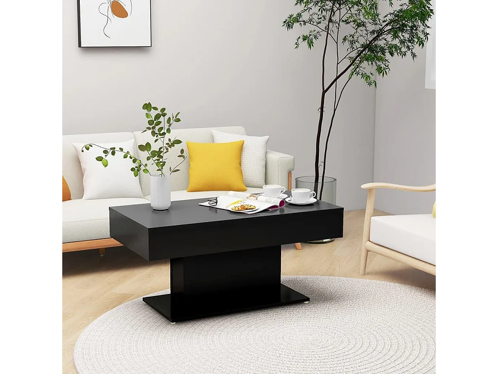 Table basse noir 96x50x45 cm bois d'ingénierie