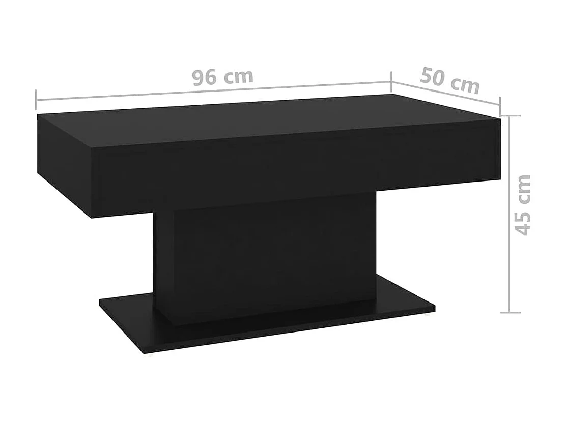 Table basse noir 96x50x45 cm bois d'ingénierie